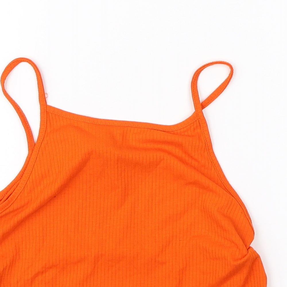 Primark Womens Orange  Viscose Cropped Tank Size 10 Round Neck
