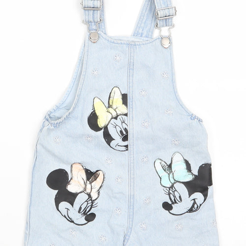 Disney by Tesco Girls Blue Floral Cotton Dungaree One-Piece Size 3-4 Years   - Minnie Mouse