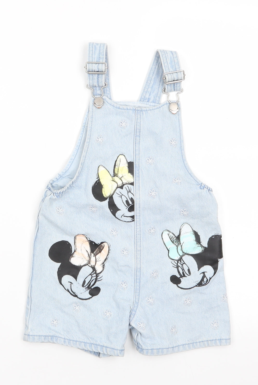 Disney by Tesco Girls Blue Floral Cotton Dungaree One-Piece Size 3-4 Years   - Minnie Mouse