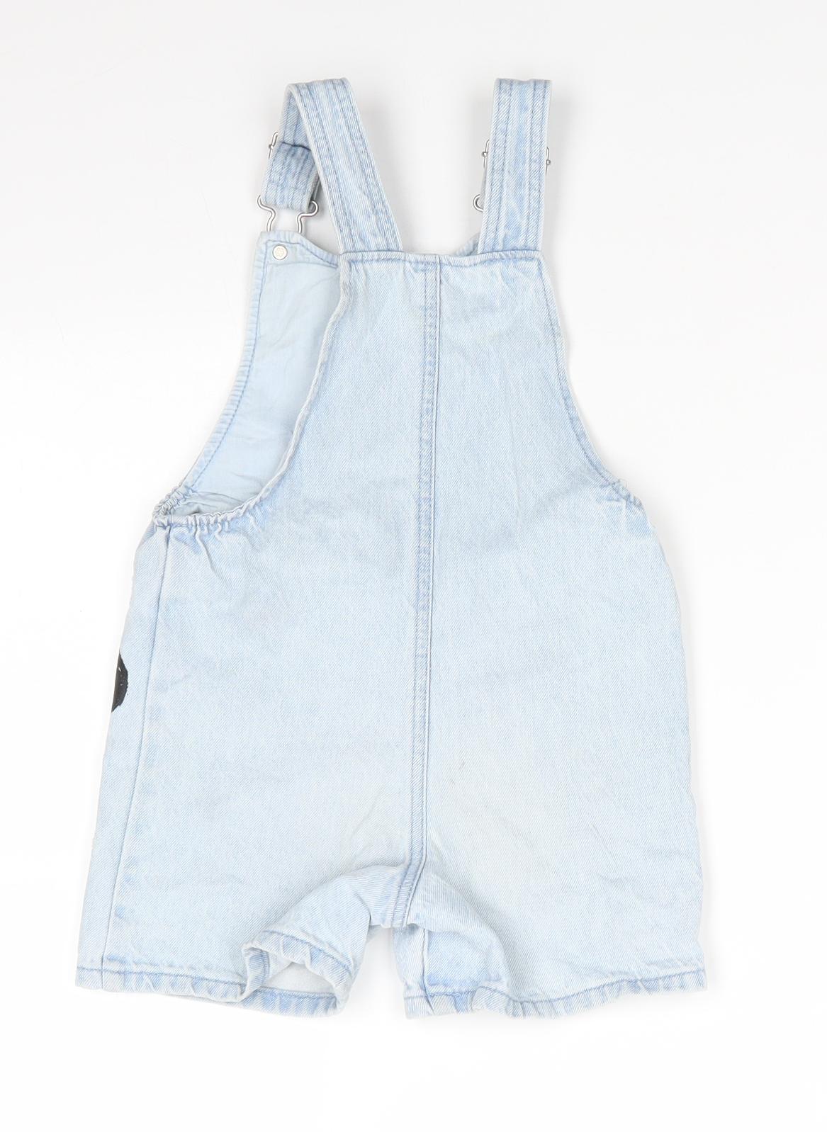 Disney by Tesco Girls Blue Floral Cotton Dungaree One-Piece Size 3-4 Years   - Minnie Mouse