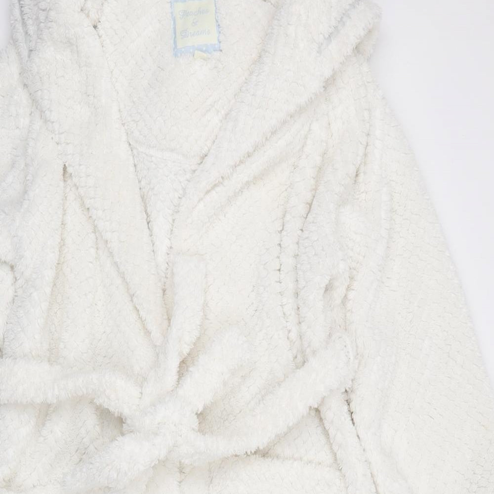 Peaches & Dreams Womens White Solid   Robe Size M   - Fluffy texture