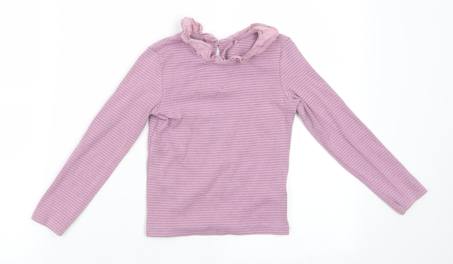 NEXT Girls Purple Collared Striped Cotton Pullover Jumper Size 4-5 Years   - Star Motif Fabric Collar