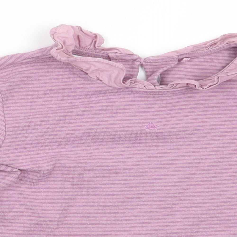 NEXT Girls Purple Collared Striped Cotton Pullover Jumper Size 4-5 Years   - Star Motif Fabric Collar