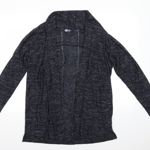 Isle Womens Blue V-Neck  Acrylic Cardigan Jumper Size M   - Blue white mix Longline