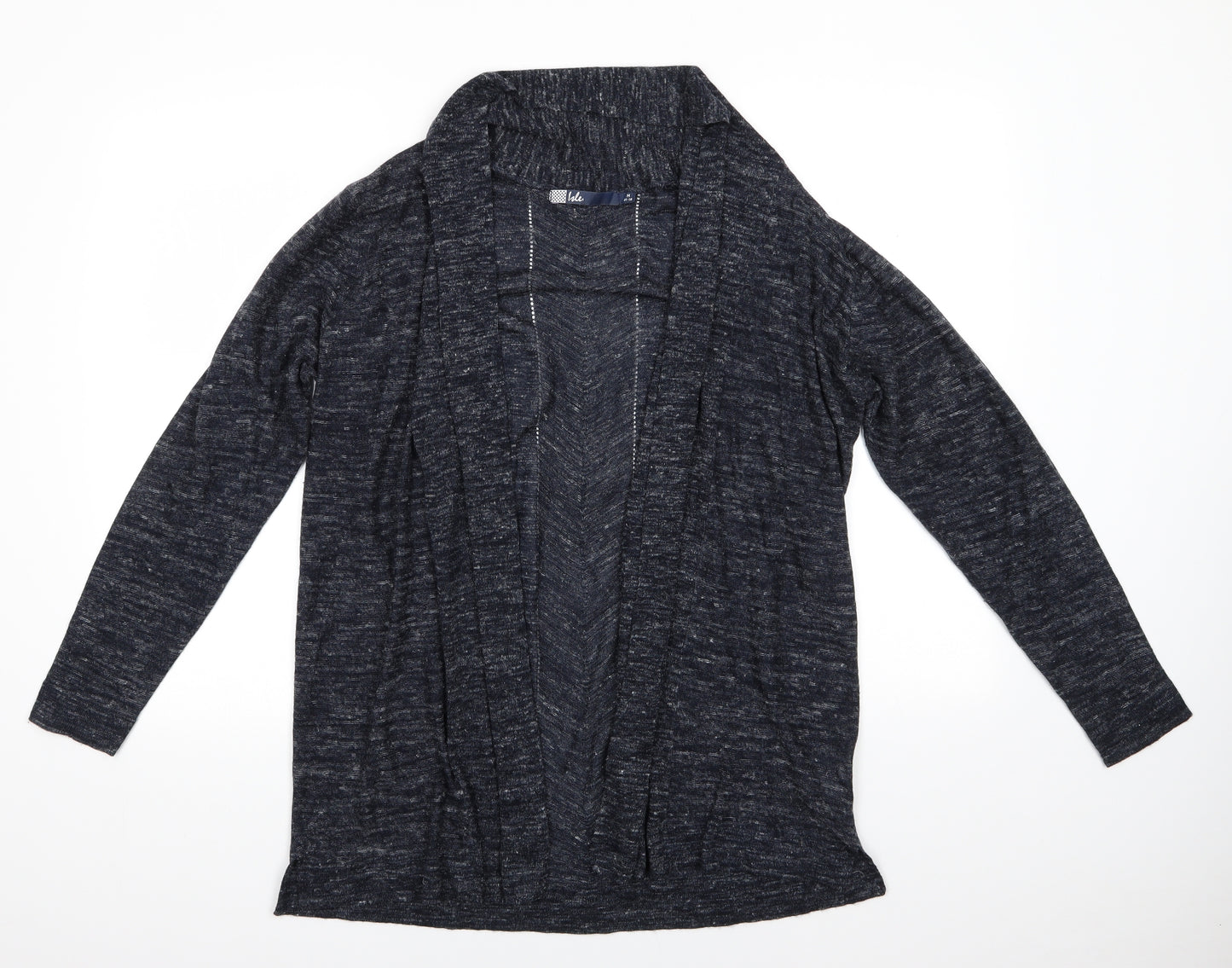 Isle Womens Blue V-Neck  Acrylic Cardigan Jumper Size M   - Blue white mix Longline