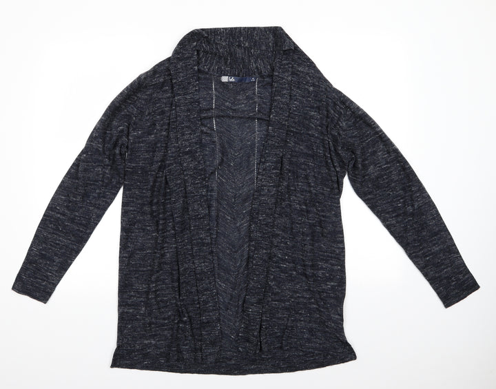 Isle Womens Blue V-Neck  Acrylic Cardigan Jumper Size M   - Blue white mix Longline