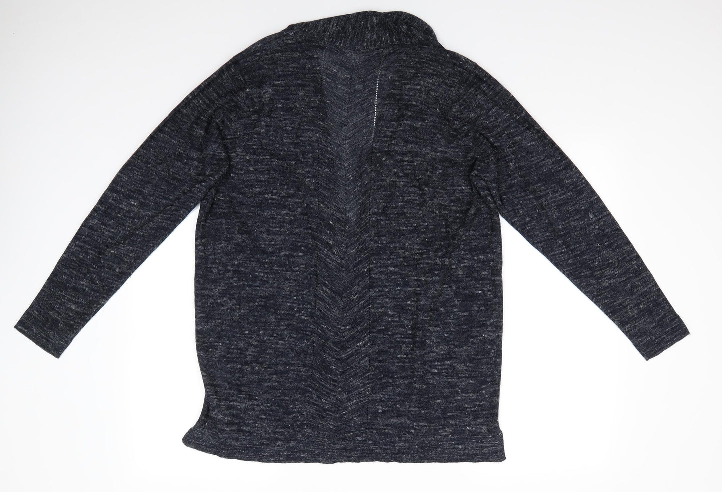 Isle Womens Blue V-Neck  Acrylic Cardigan Jumper Size M   - Blue white mix Longline