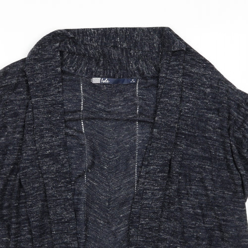Isle Womens Blue V-Neck  Acrylic Cardigan Jumper Size M   - Blue white mix Longline