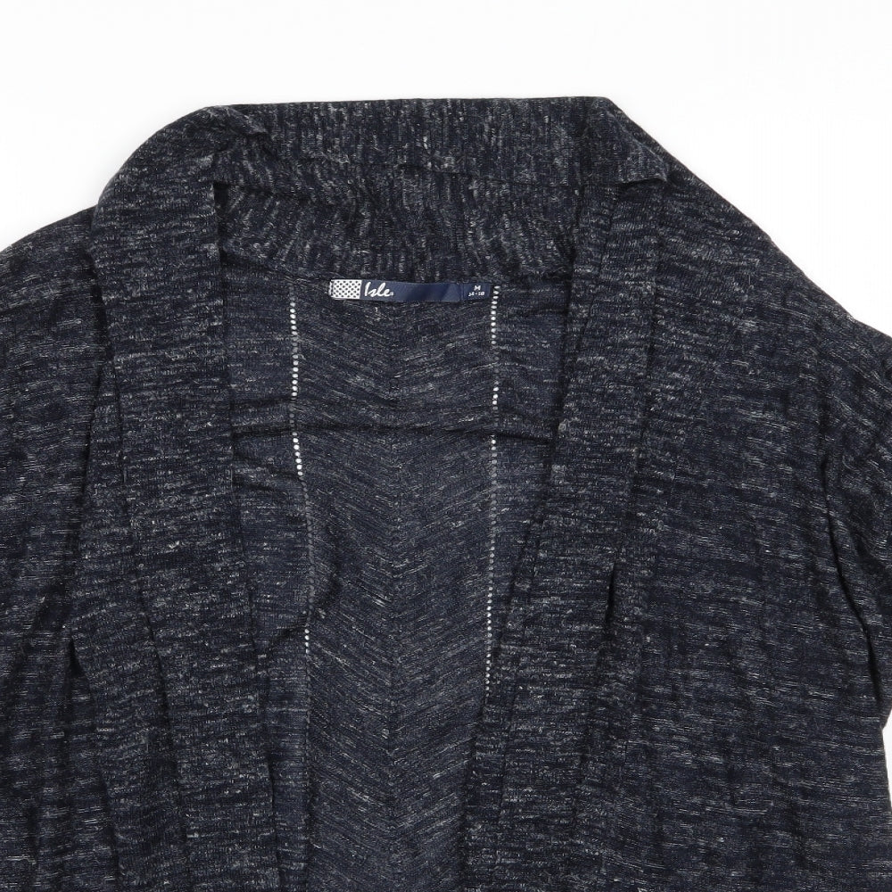 Isle Womens Blue V-Neck  Acrylic Cardigan Jumper Size M   - Blue white mix Longline