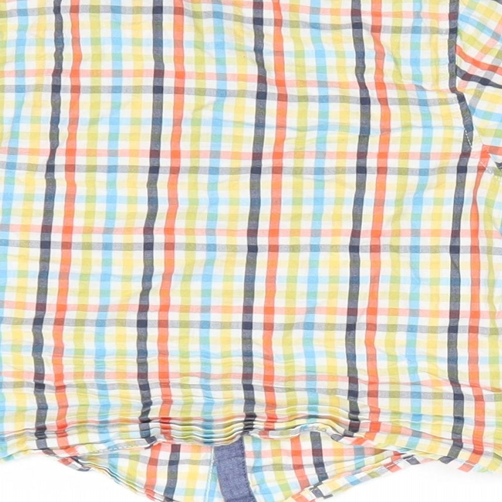 Matalan Boys Multicoloured Check Cotton Basic Button-Up Size 18-24 Months Collared  - Blue Orange White Green Check with Blue collar
