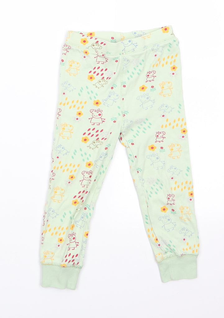 NEXT Girls Green Animal Print Cotton Pyjama Pants Size 3-4 Years - Peppa Pig