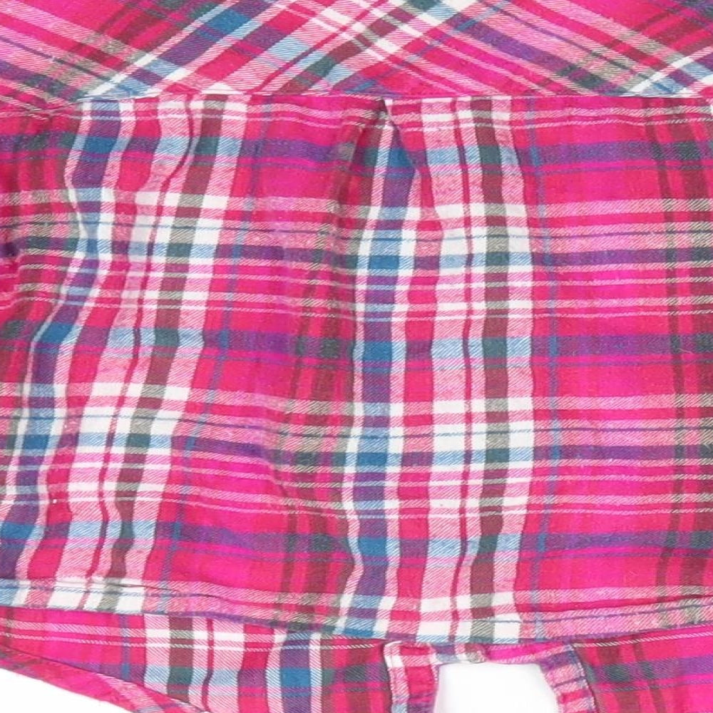 George Girls Pink Check Cotton Basic Button-Up Size 6-7 Years Collared  - Lace & Tie Front detail Adjustable length sleeves