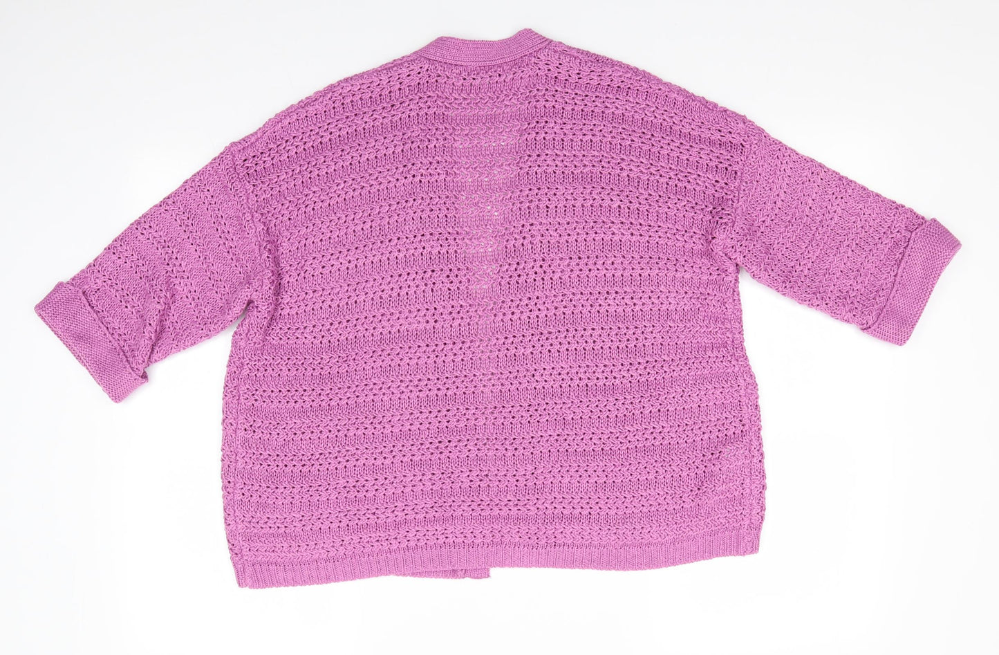 NEXT Womens Pink V-Neck  Acrylic Cardigan Jumper Size M   - Open knit