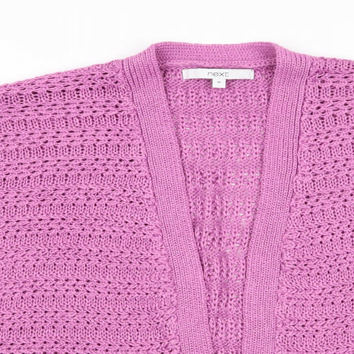 NEXT Womens Pink V-Neck  Acrylic Cardigan Jumper Size M   - Open knit