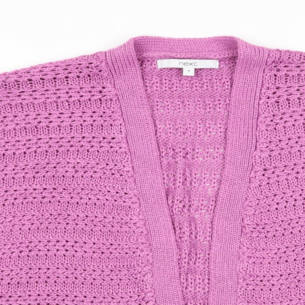 NEXT Womens Pink V-Neck  Acrylic Cardigan Jumper Size M   - Open knit