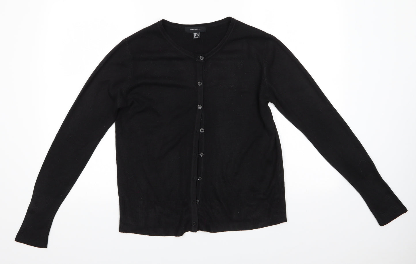 Atmosphere Womens Black Round Neck  Acrylic Cardigan Jumper Size 12
