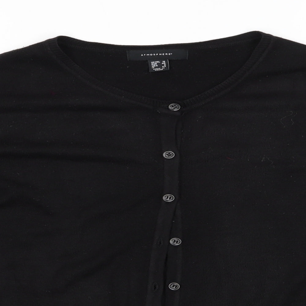 Atmosphere Womens Black Round Neck  Acrylic Cardigan Jumper Size 12