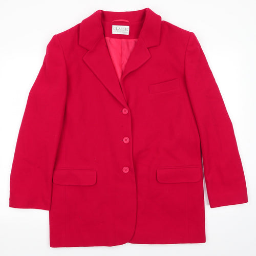 Classic Woman Womens Red   Overcoat Coat Size 14