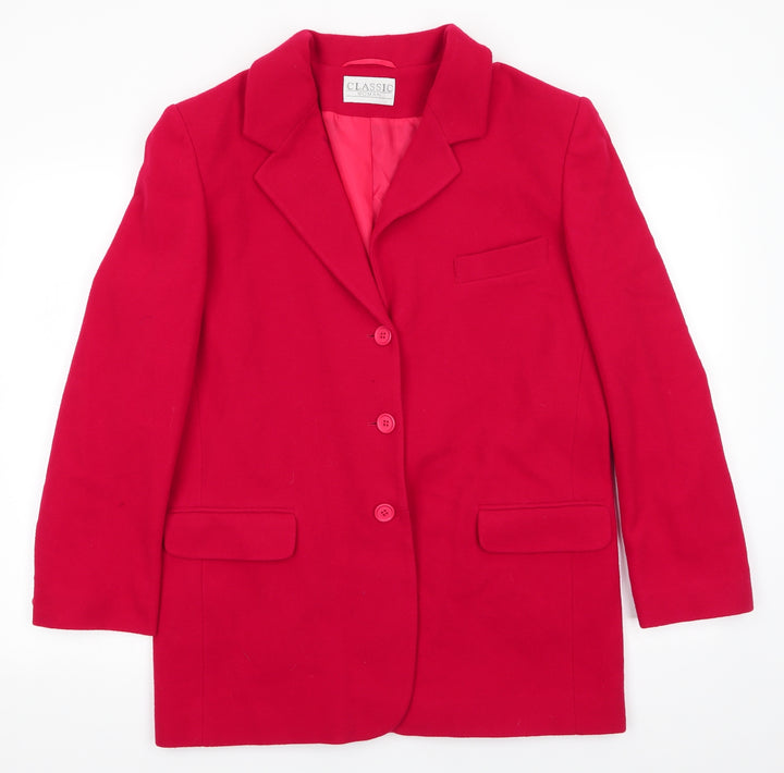 Classic Woman Womens Red Overcoat Coat Size 14