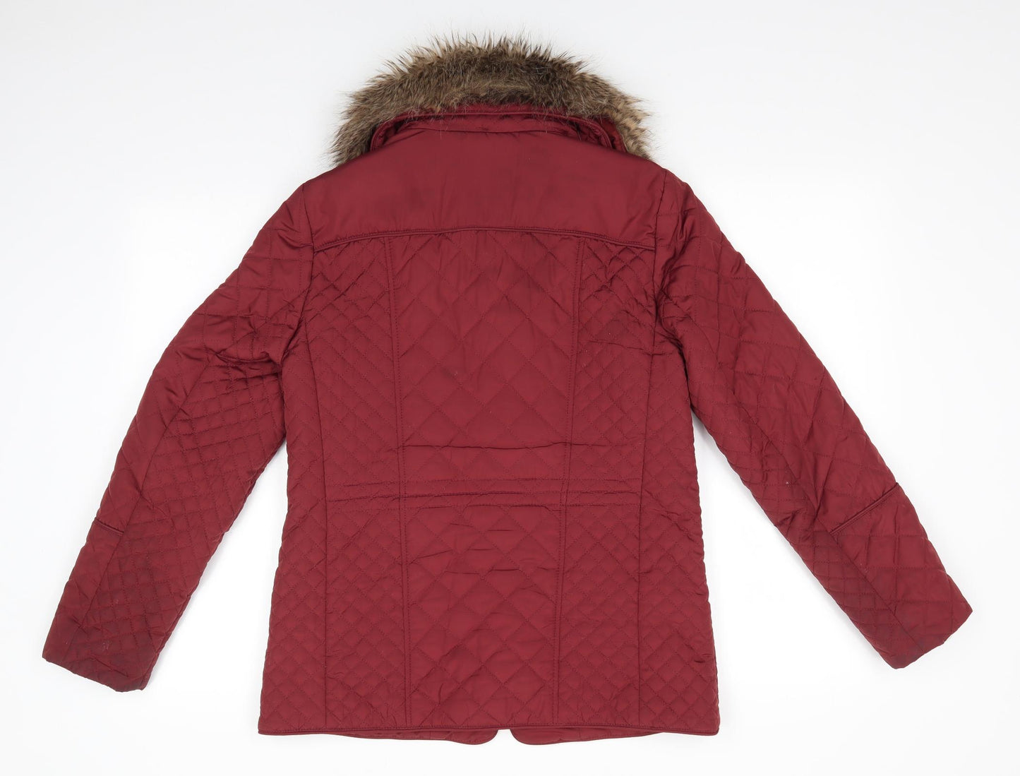 Marks and Spencer Womens Brown   Quilted Coat Size 10   - Chestnut Brown Removeable Faux Fur Collar