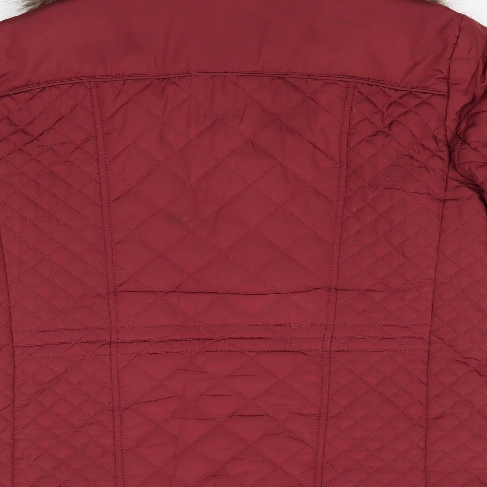 Marks and Spencer Womens Brown   Quilted Coat Size 10   - Chestnut Brown Removeable Faux Fur Collar