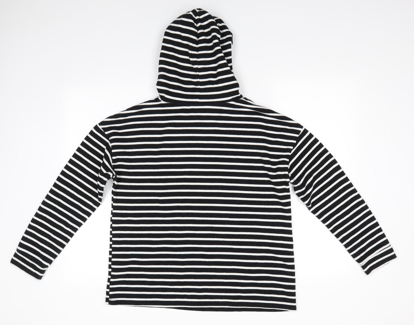 Papaya Womens Black Striped Cotton Pullover Hoodie Size 14