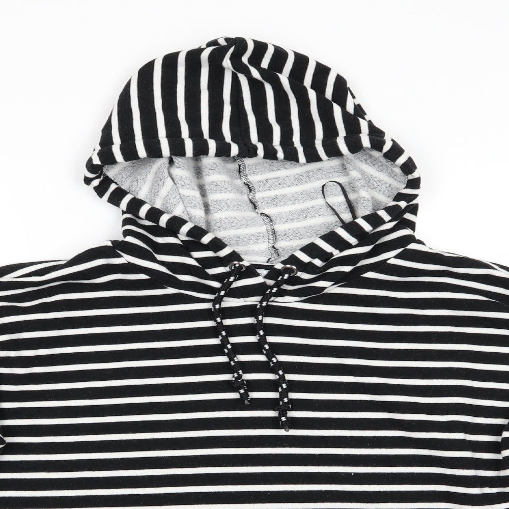 Papaya Womens Black Striped Cotton Pullover Hoodie Size 14