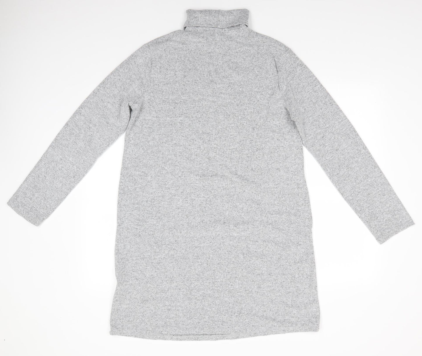 Zara Womens Grey  Polyester Jumper Dress  Size 14  Roll Neck  - Light grey with fleck