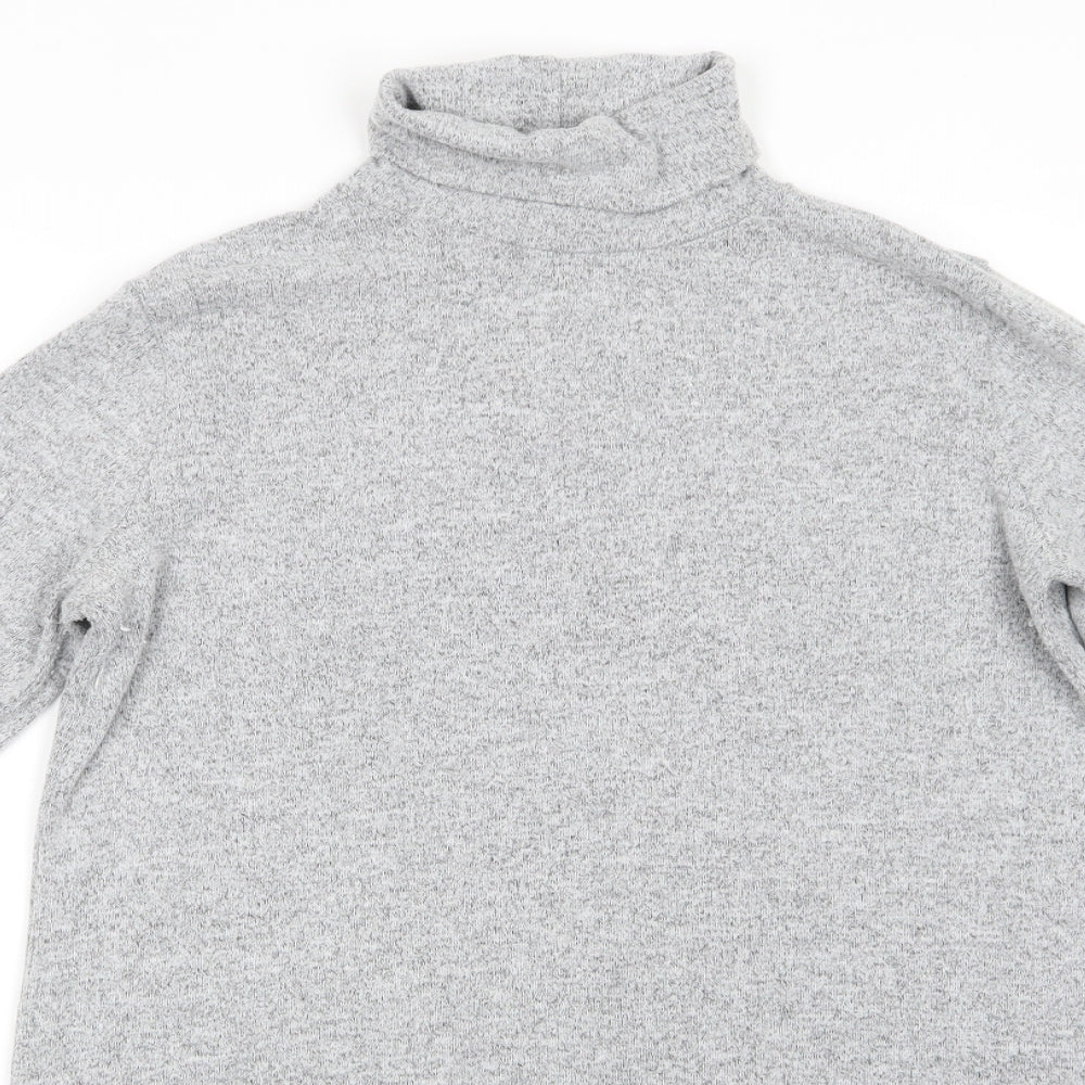 Zara Womens Grey  Polyester Jumper Dress  Size 14  Roll Neck  - Light grey with fleck