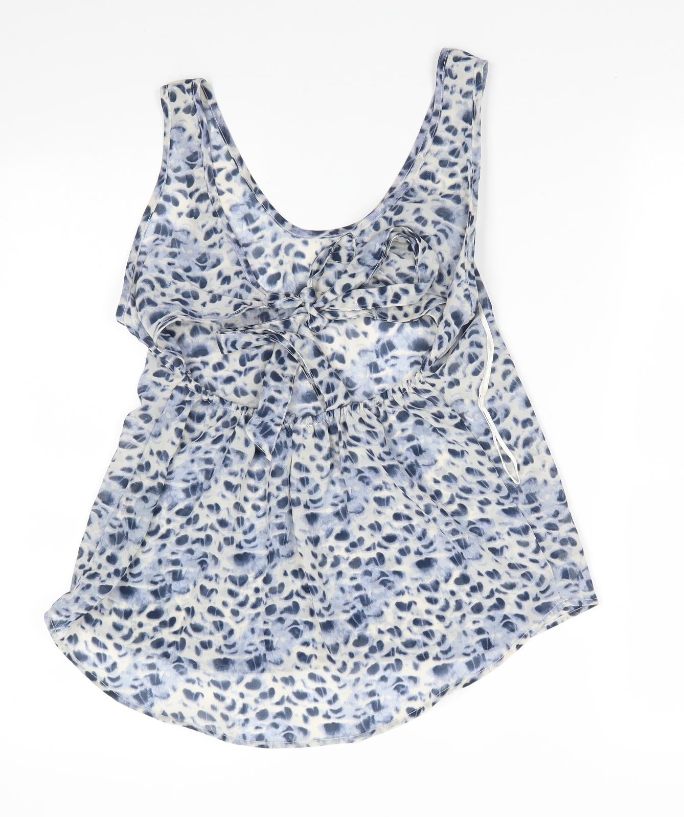 Atmosphere Womens Blue Animal Print Polyester Tunic Blouse Size 8 Round Neck - Open & Elasticated lower back with ties