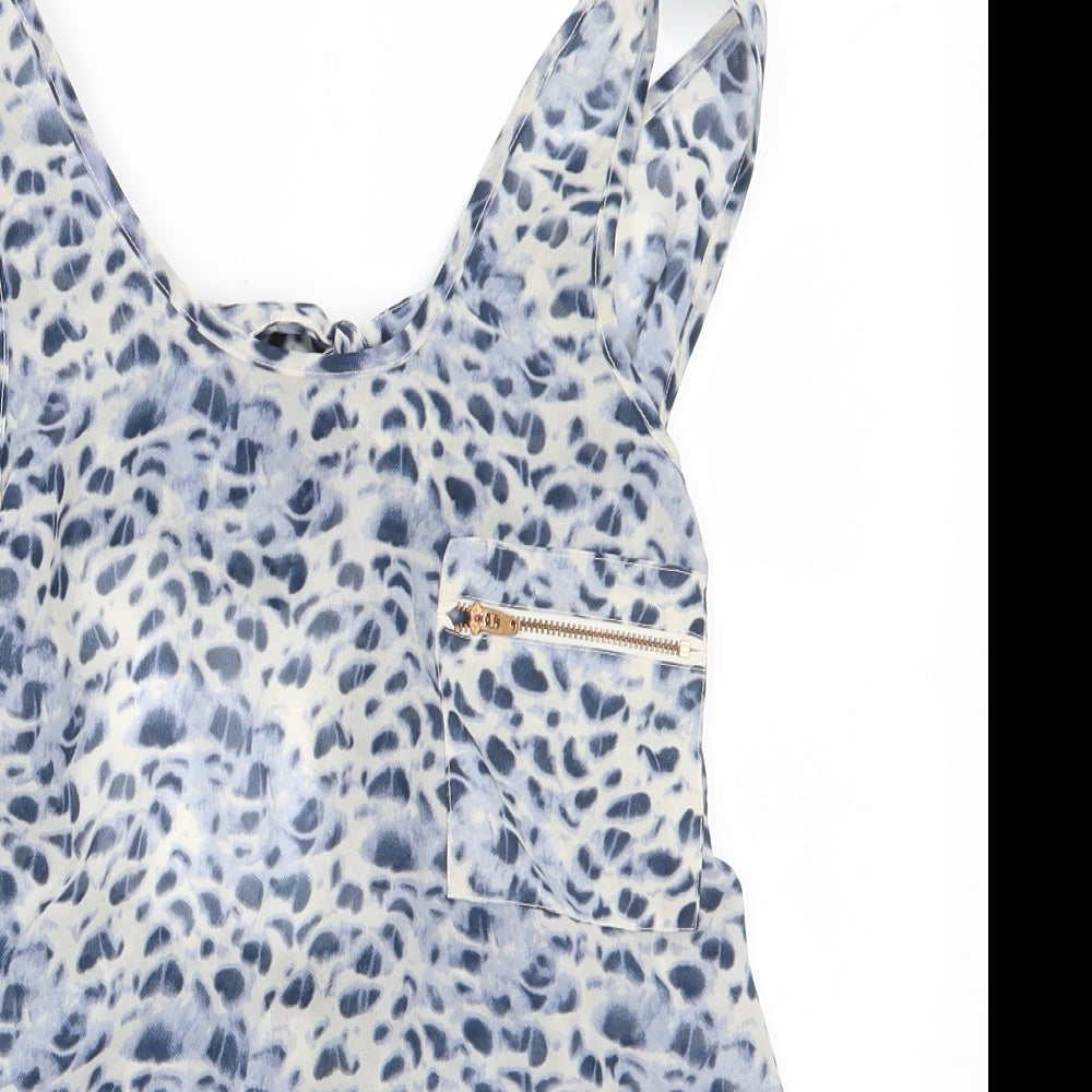 Atmosphere Womens Blue Animal Print Polyester Tunic Blouse Size 8 Round Neck - Open & Elasticated lower back with ties