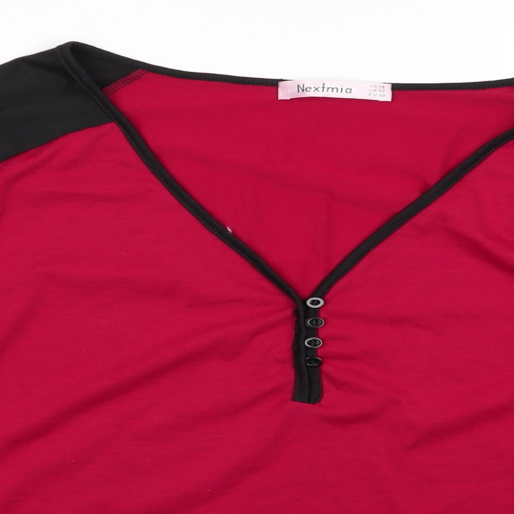 Nextmia Womens Red Striped   Pyjama Top Size 22   - Red & Black stripes