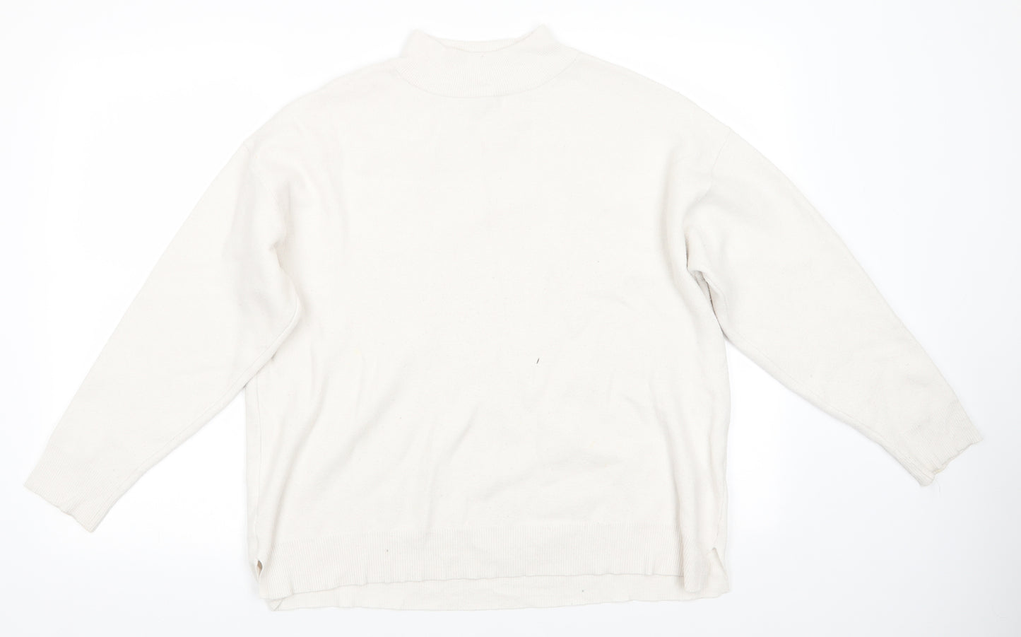 Primark Womens White Round Neck  Viscose Pullover Jumper Size L