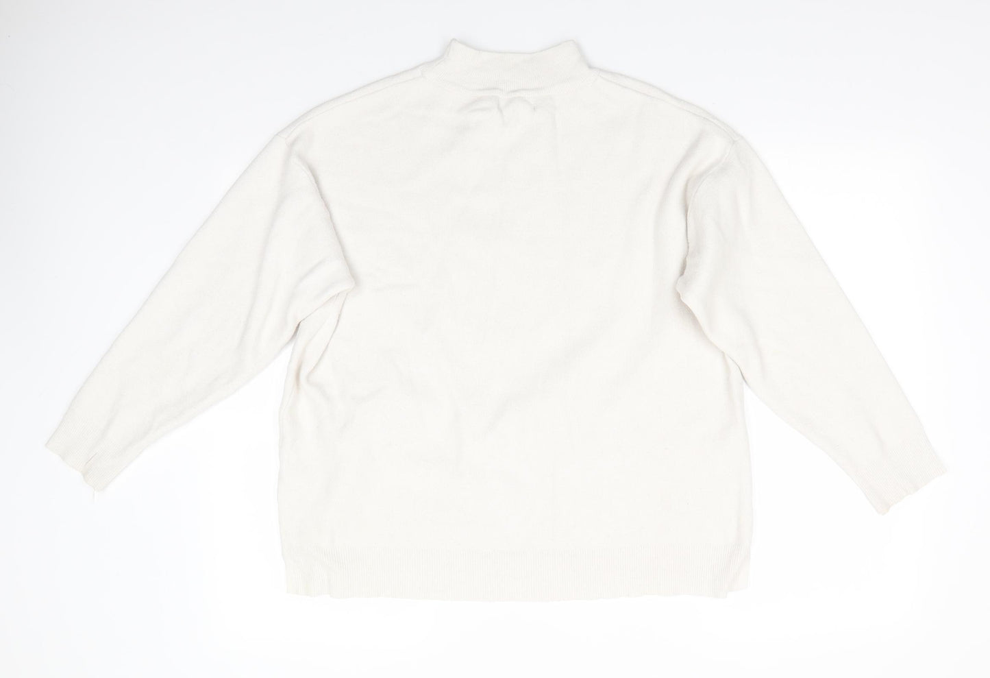 Primark Womens White Round Neck  Viscose Pullover Jumper Size L