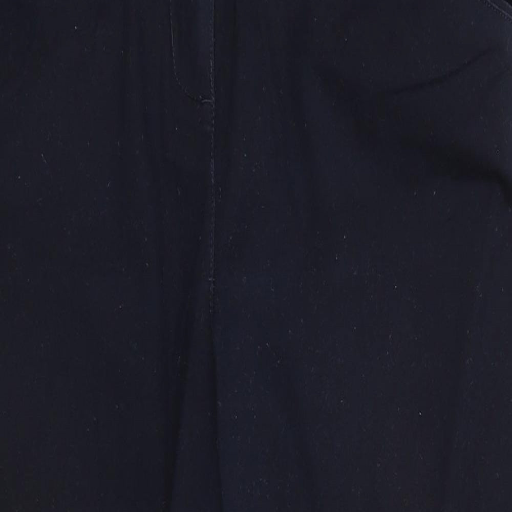 Wallis Womens Blue  Cotton Cropped Trousers Size 14 L22 in Regular  - Dark blue