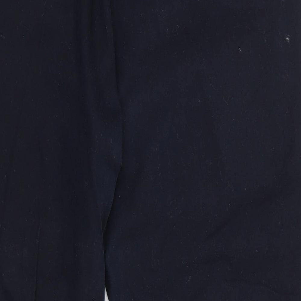 Wallis Womens Blue  Cotton Cropped Trousers Size 14 L22 in Regular  - Dark blue