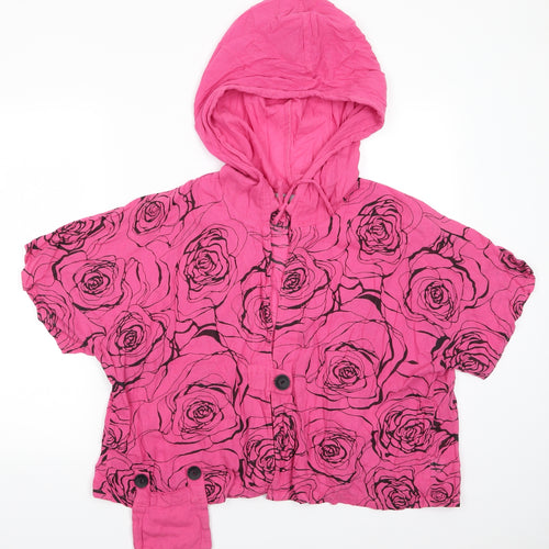Kekoo Womens Pink Floral  Jacket     - Black Flowers