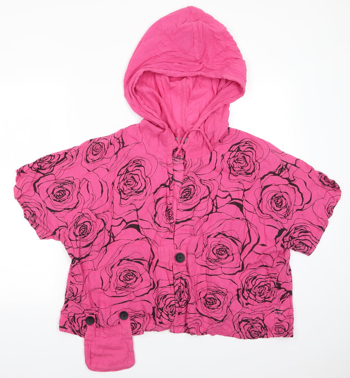 Kekoo Womens Pink Floral  Jacket     - Black Flowers