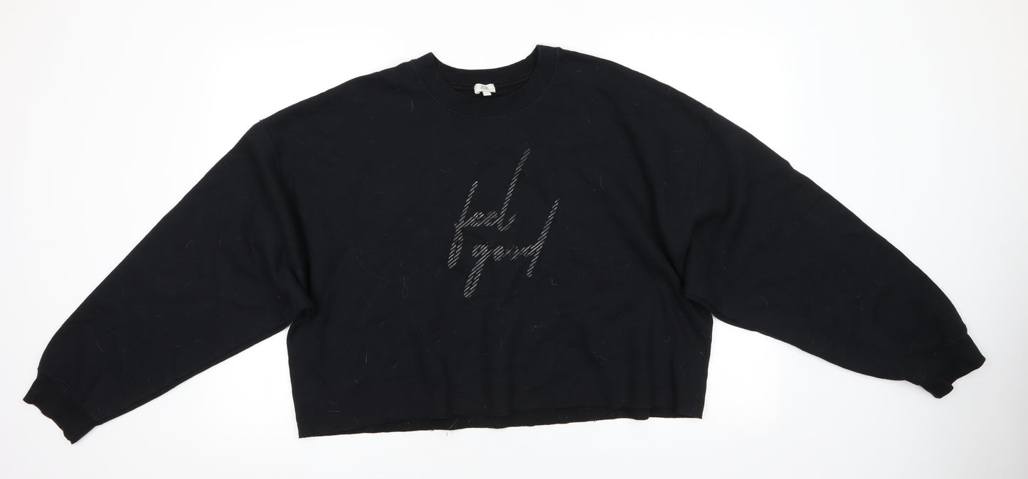 River Island Womens Black   Pullover Sweatshirt Size L   - Feel Good Cropped