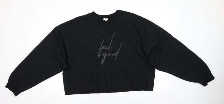 River Island Womens Black   Pullover Sweatshirt Size L   - Feel Good Cropped