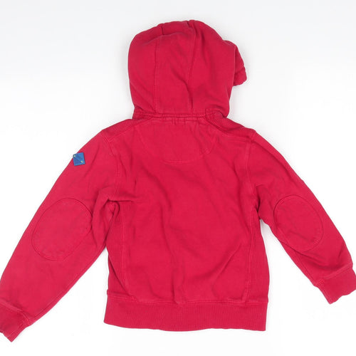 NEXT Boys Red  Cotton Full Zip Hoodie Size 6 Years   - Faux sheep fur lined hood