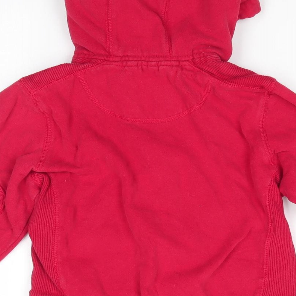 NEXT Boys Red  Cotton Full Zip Hoodie Size 6 Years   - Faux sheep fur lined hood