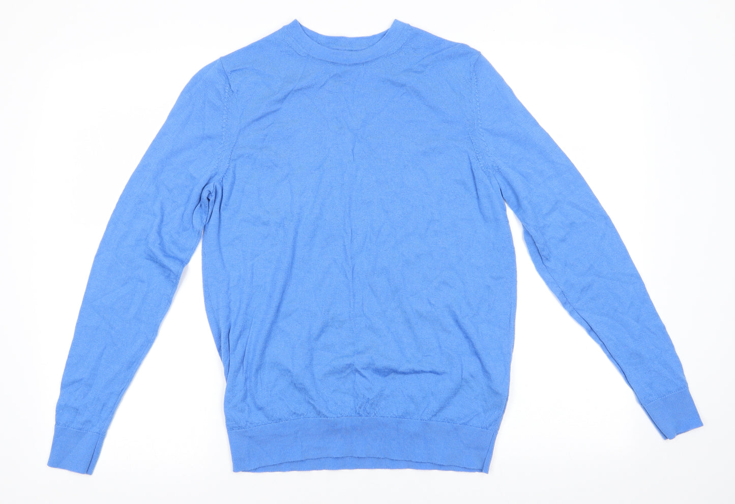 Marks and Spencer Womens Blue Round Neck   Pullover Jumper Size 12   - Sky Blue