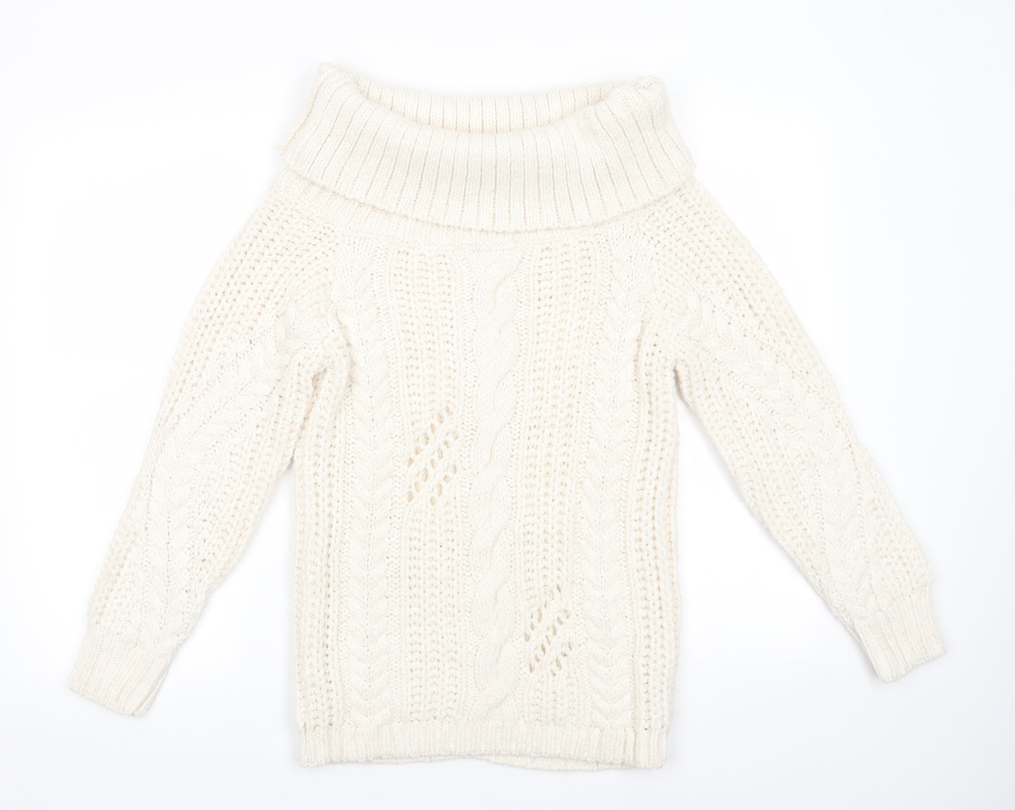 NEXT Womens Ivory Cowl Neck  Acrylic Pullover Jumper Size L   - Mixed Knit styles