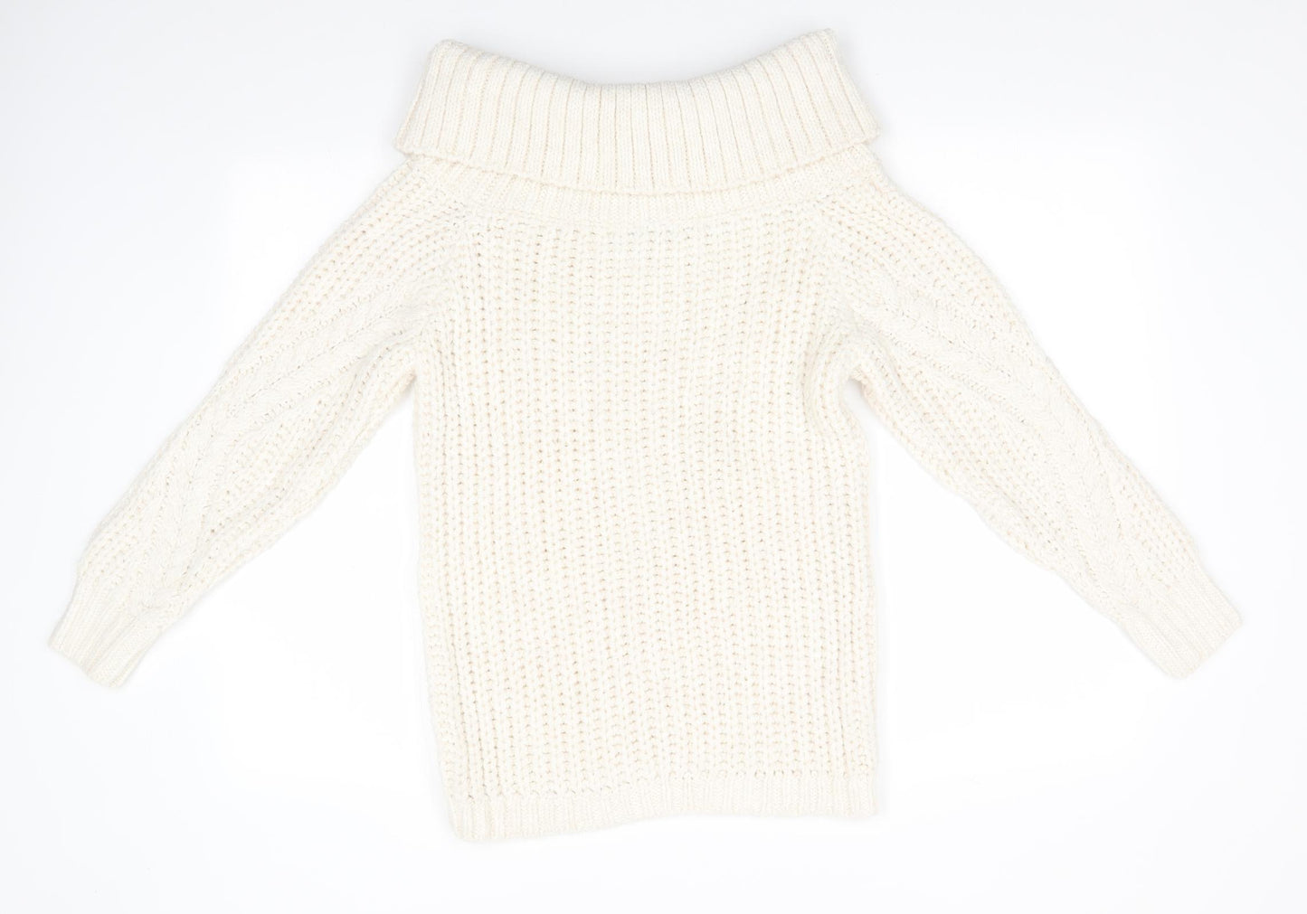 NEXT Womens Ivory Cowl Neck  Acrylic Pullover Jumper Size L   - Mixed Knit styles