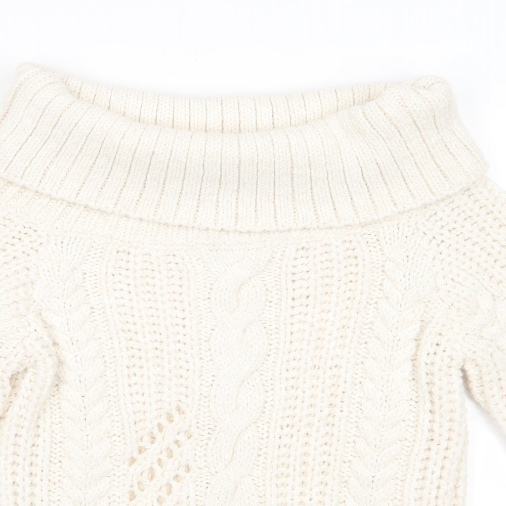 NEXT Womens Ivory Cowl Neck  Acrylic Pullover Jumper Size L   - Mixed Knit styles