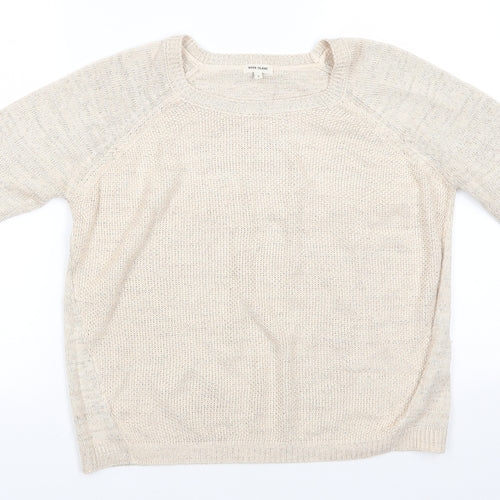 River Island Womens Beige Square Neck  Viscose Pullover Jumper Size S   - Subtle shimmer effect