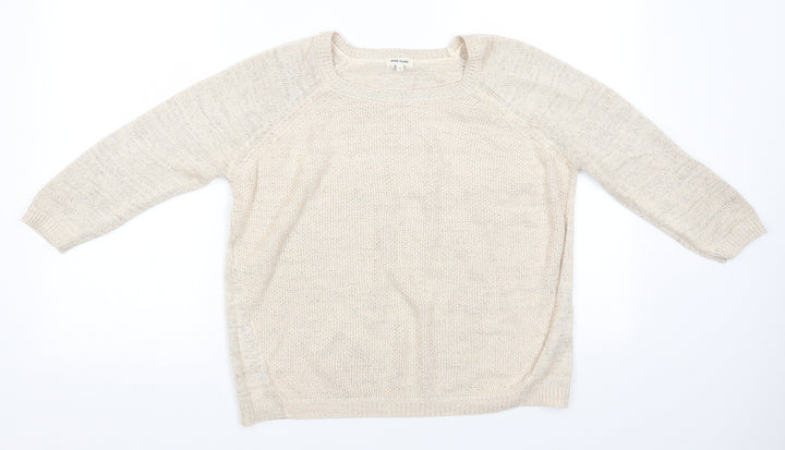 River Island Womens Beige Square Neck Viscose Pullover Jumper Size S - Subtle shimmer effect