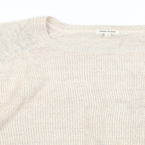 River Island Womens Beige Square Neck  Viscose Pullover Jumper Size S   - Subtle shimmer effect