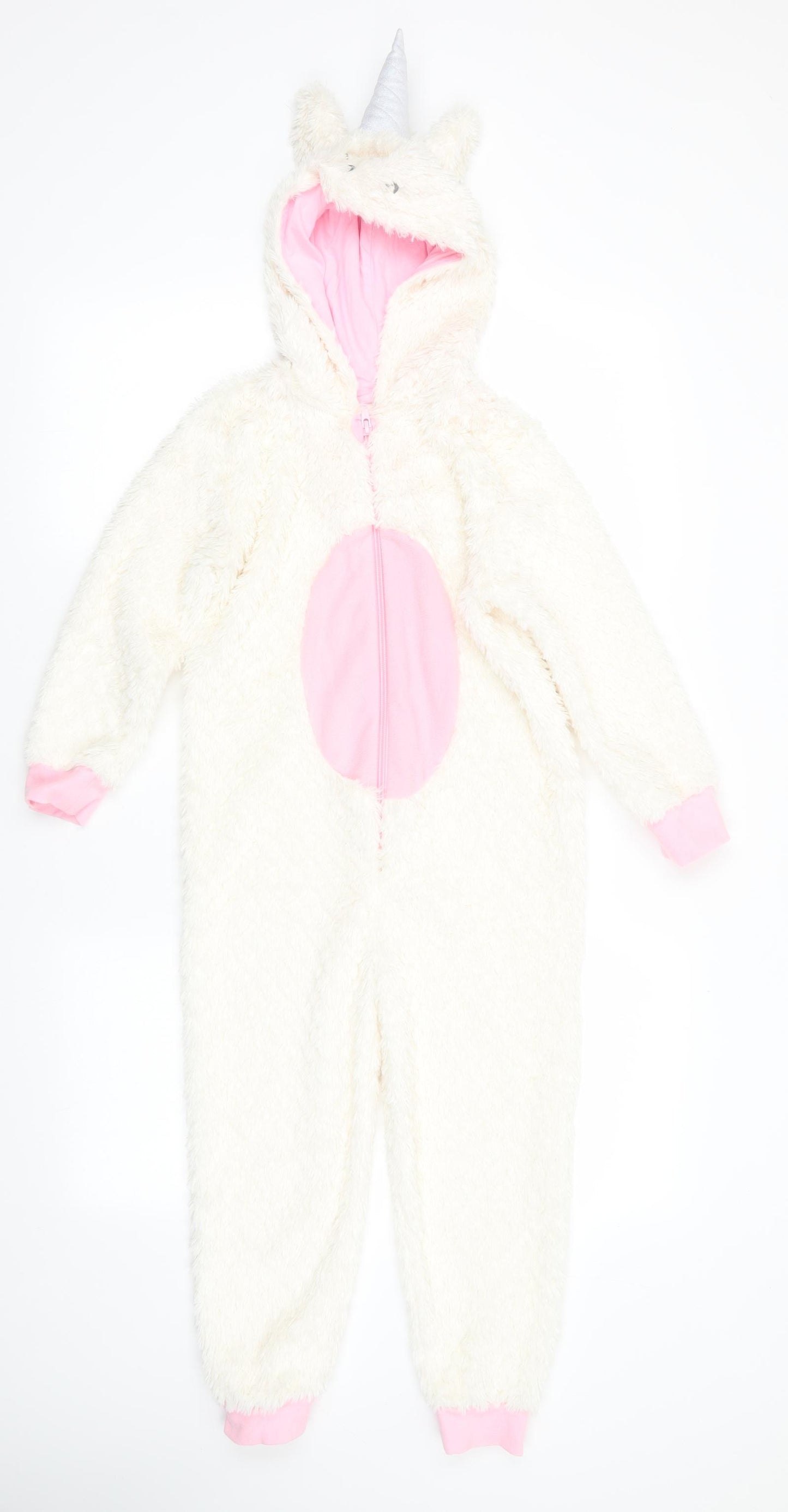 Mothercare Girls Ivory Animal Print Polyester  One Piece Size 6-7 Years   - unicorn all in one